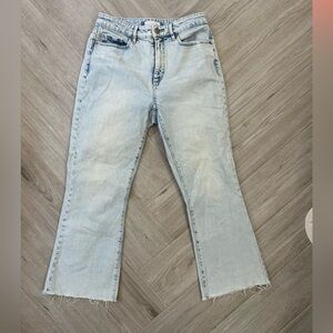 Loft Curvy High Waist Kick Crop Jeans Size 26 / 2 Frayed Hem